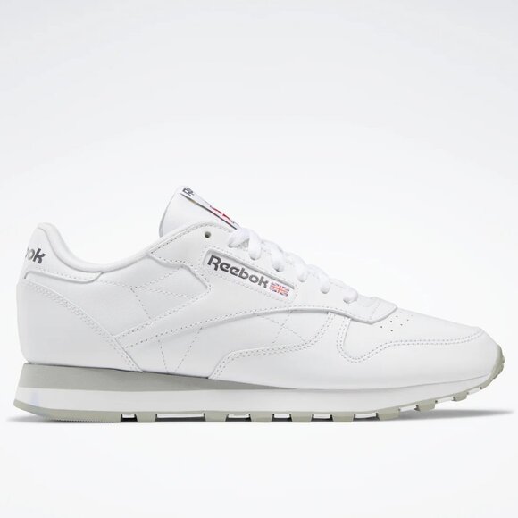 Men's Reebok Footwear classic leather shoes, ftwwht/pugry3/purgry, size 9.5 - Picture 3 of 5